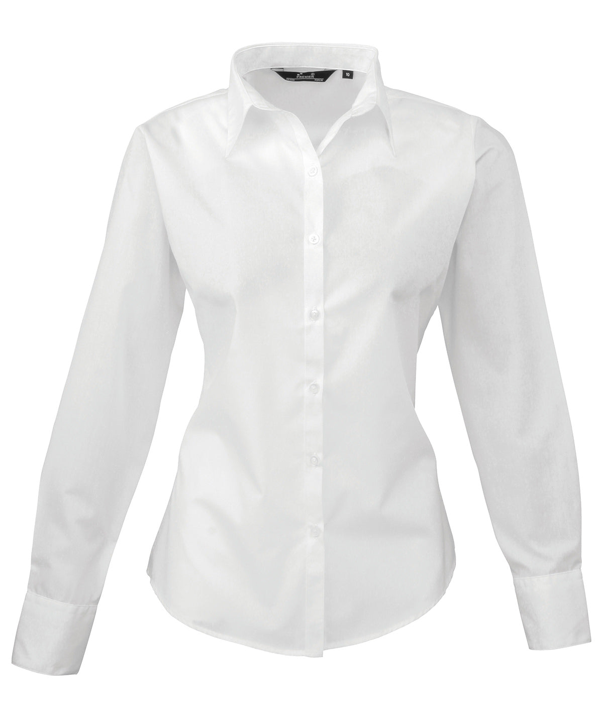 Ladies Poplin Long Sleeve Blouse - White